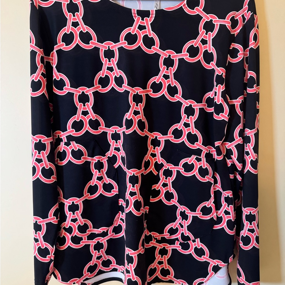 Lulu B Black and Pink Chain Pattern Top